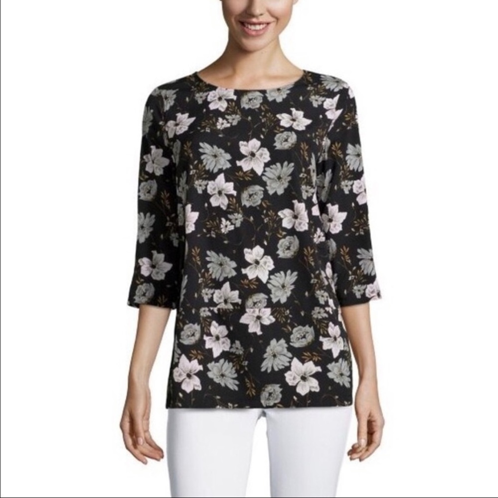 French Connection Black Floral Tunic